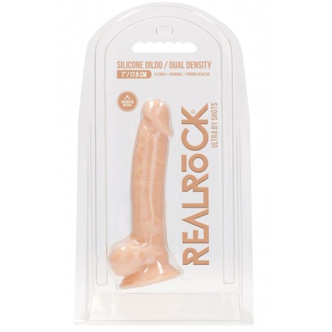 Телесный фаллоимитатор Silicone Dildo With Balls - 17,8 см.