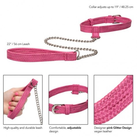 Розовый ошейник с поводком Tickle Me Pink Collar With Leash