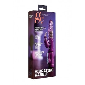 Фиолетовый вибратор Vibrating Rabbit с клиторальным отростком - 22 см.